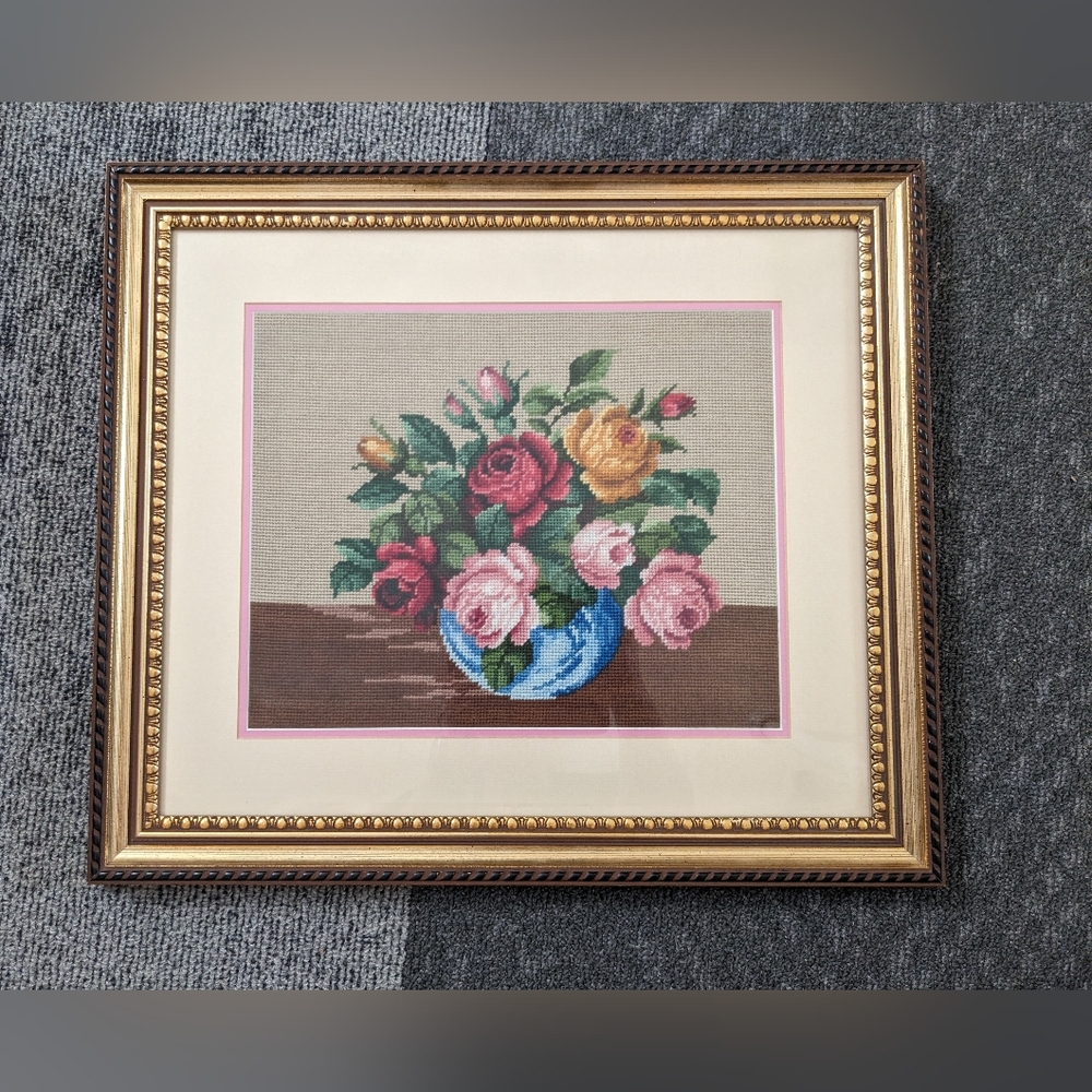 Embroidered Floral Framed Picture from Eaton's